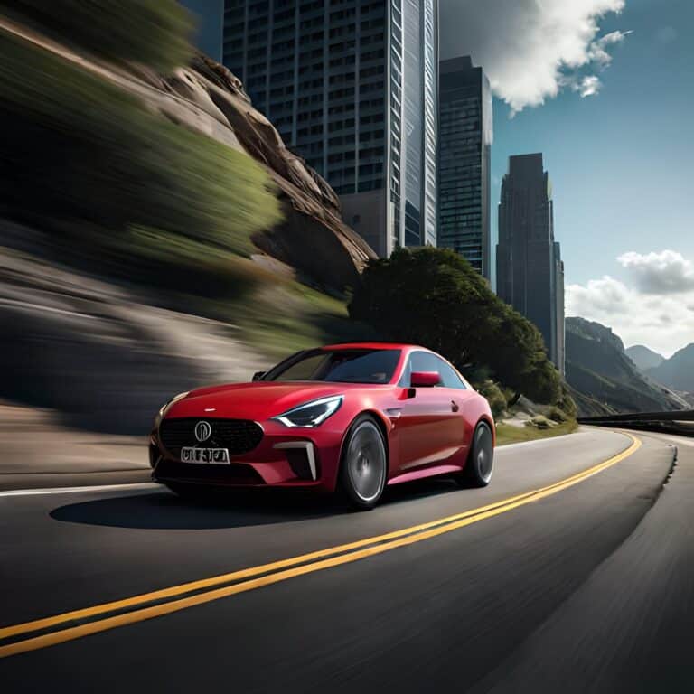 Voiture rouge qui roule à grande vitesse